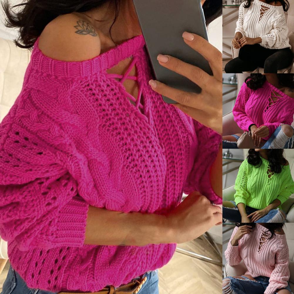 Stylish Oversized Knitted Off-Shoulder Pullover Sweater