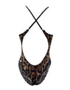 Deep-v Neck Leopard Grain Lace Bodysuits