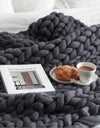Thick knitted wool blanket