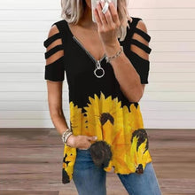 Load image into Gallery viewer, V-Neck Zipper Blouse Pullover
