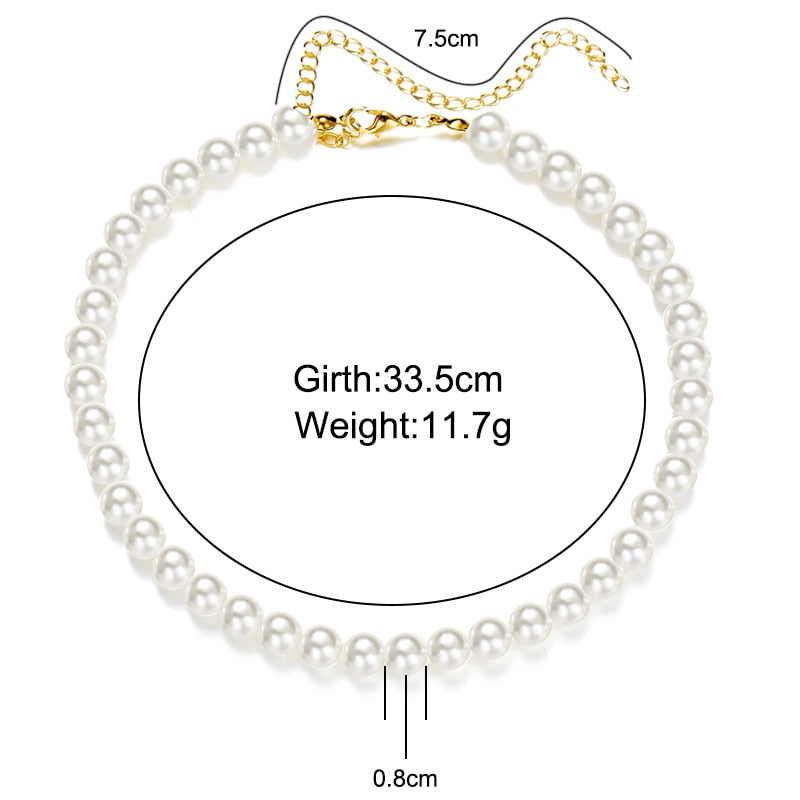 Elegant White Imitation Pearl Choker Necklace