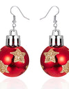 Fashion Green Red Color Star Ball Christmas Earring Women