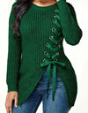 Long Thick Casual Lace-up Sexy Split Sweater With Side Slits