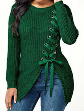 Load image into Gallery viewer, Long Thick Casual Lace-up Sexy Split Sweater With Side Slits
