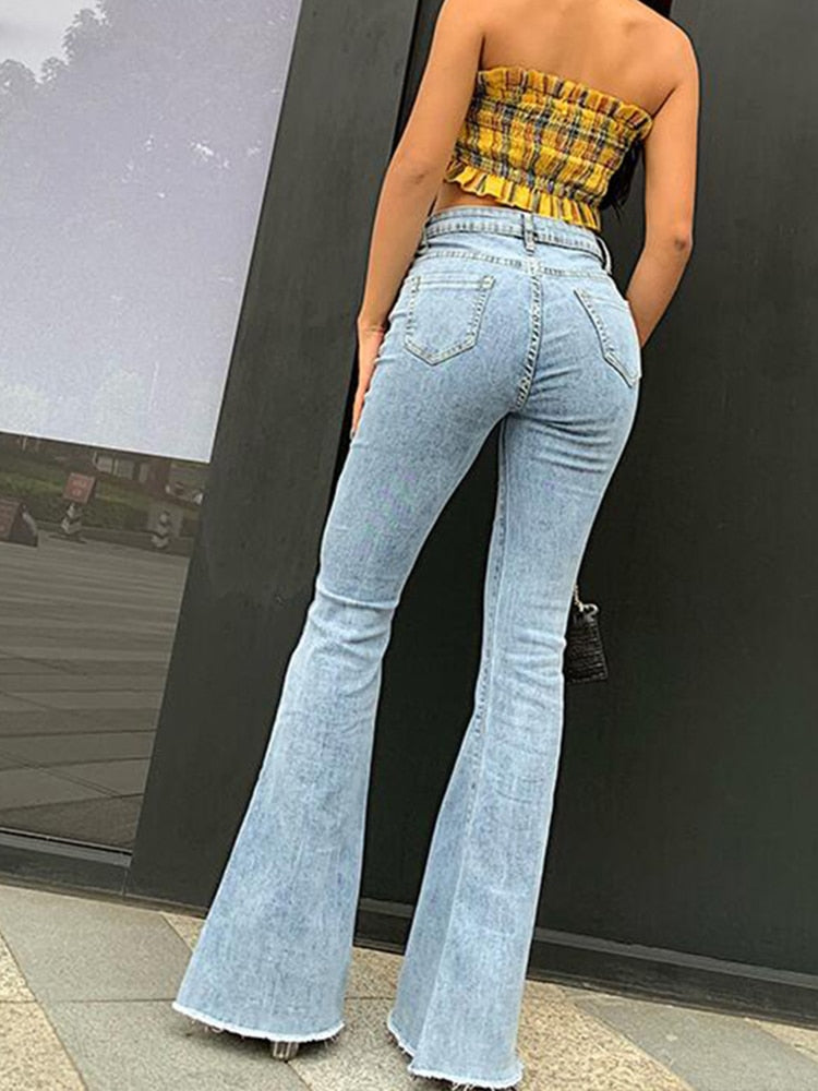 High Waist Stretch Flare Jeans