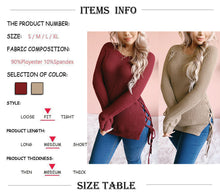 Load image into Gallery viewer, Thick Knitted O Neck Solid Split Cross Bandage Sweater Oullover
