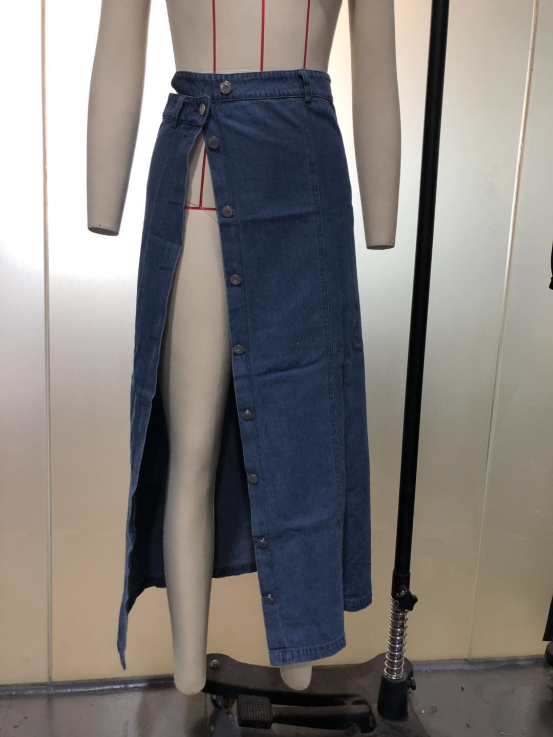 High Waist High Slit Denim Skirt