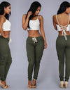 Lace-Up Waist Casual Slim Fit Trousers S-4XL