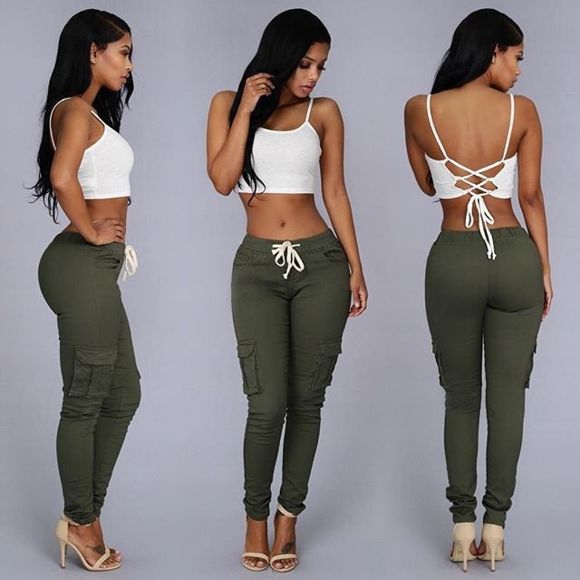 Lace-Up Waist Casual Slim Fit Trousers S-4XL