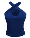 Cross Sleeveless Solid Vest Hollow Casual Vest Top