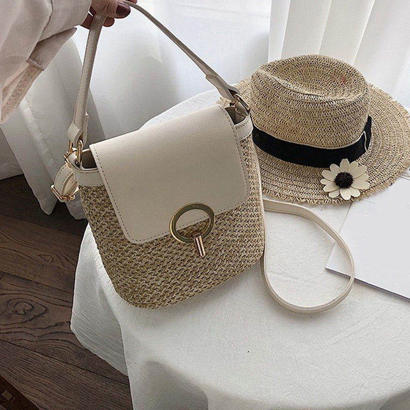 Cross body Shoulder Straw Bag