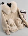 Winter Wool Warm Overcoat With Real Fox Fur