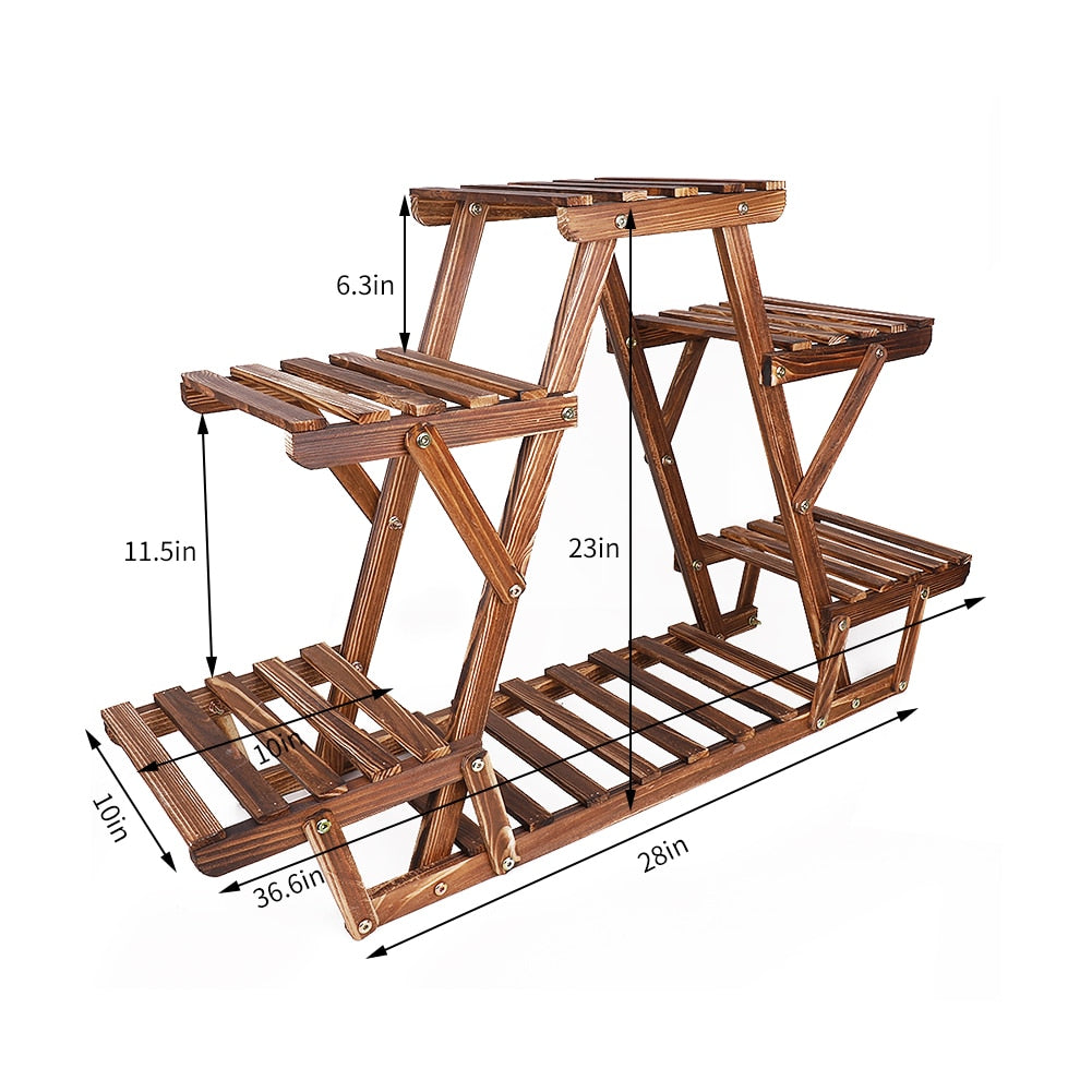 Triangle 6 -Tiered Indoor/Outdoor Wood Plant Stand
