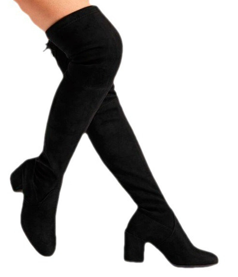 Over The Knee Women Mid Heel Thigh High Boot
