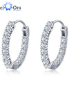 Sparkling Cubic Zirconia 925 Sterling Silver Hoop Earrings