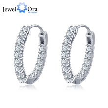 Load image into Gallery viewer, Sparkling Cubic Zirconia 925 Sterling Silver Hoop Earrings
