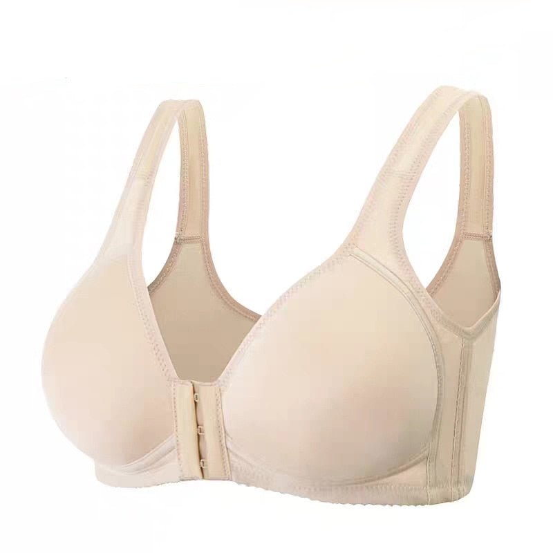 Front Closure Solid Color Wireless Bra