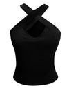 Cross Sleeveless Solid Vest Hollow Casual Vest Top