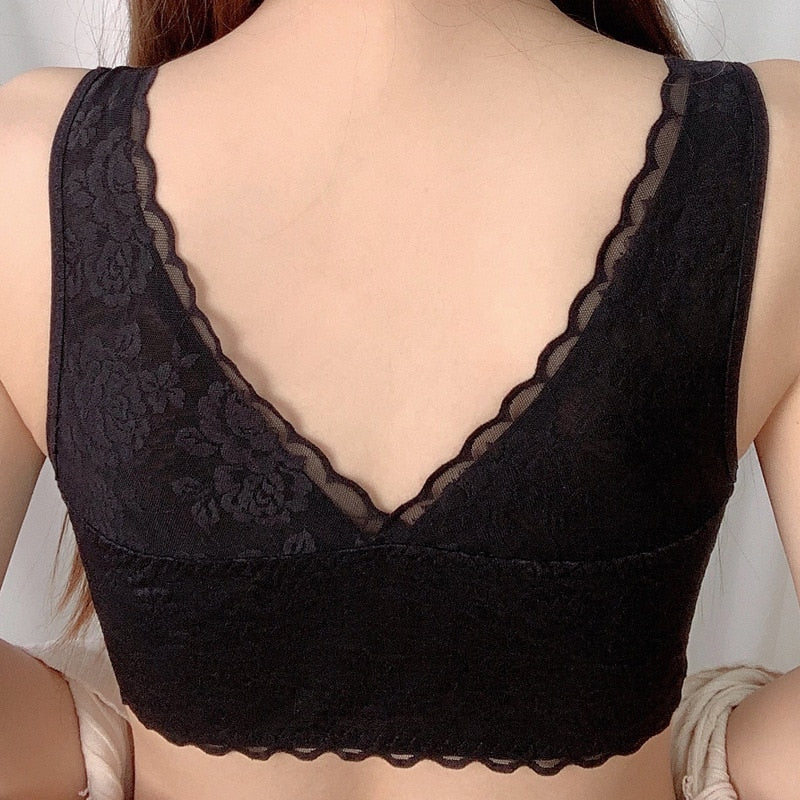 Push Up Lace Floral Front Closure Padded Bra