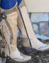 Mid Calf Pu Leather  Cowgirl Retro Boots