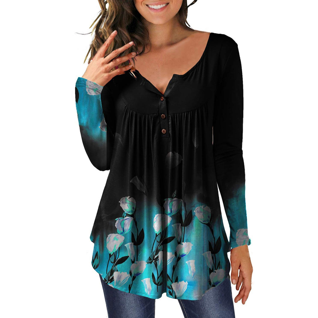 Round Neck Button tunic blouse