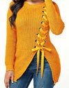 Long Thick Casual Lace-up Sexy Split Sweater With Side Slits