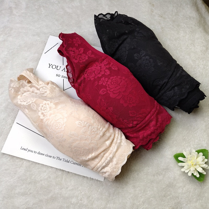 Push Up Lace Floral Front Closure Padded Bra