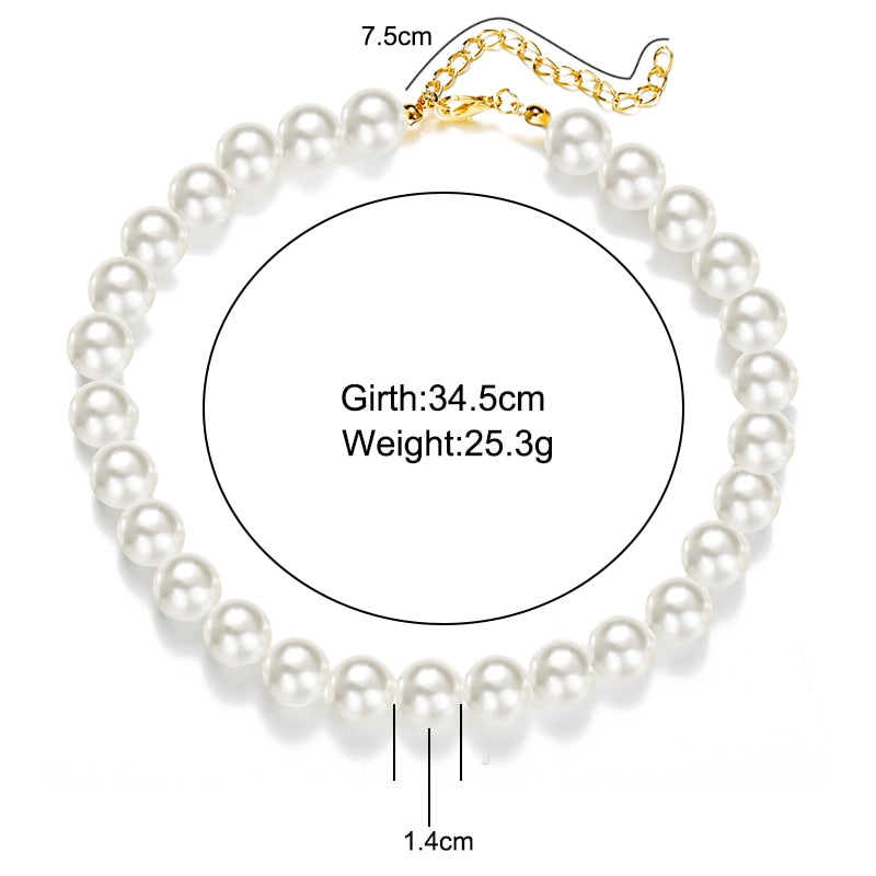 Elegant White Imitation Pearl Choker Necklace