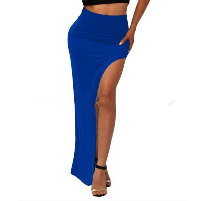Long  Sexy Open Split High Waist Skirt