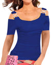 Off Shoulder Top With Metal Buckle Strap