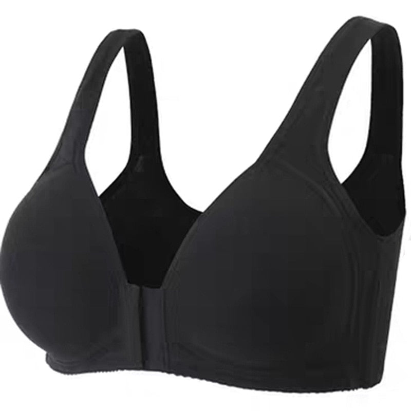 Front Closure Solid Color Wireless Bra