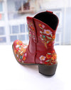 Low Heel embroidered Design Western Short Boots