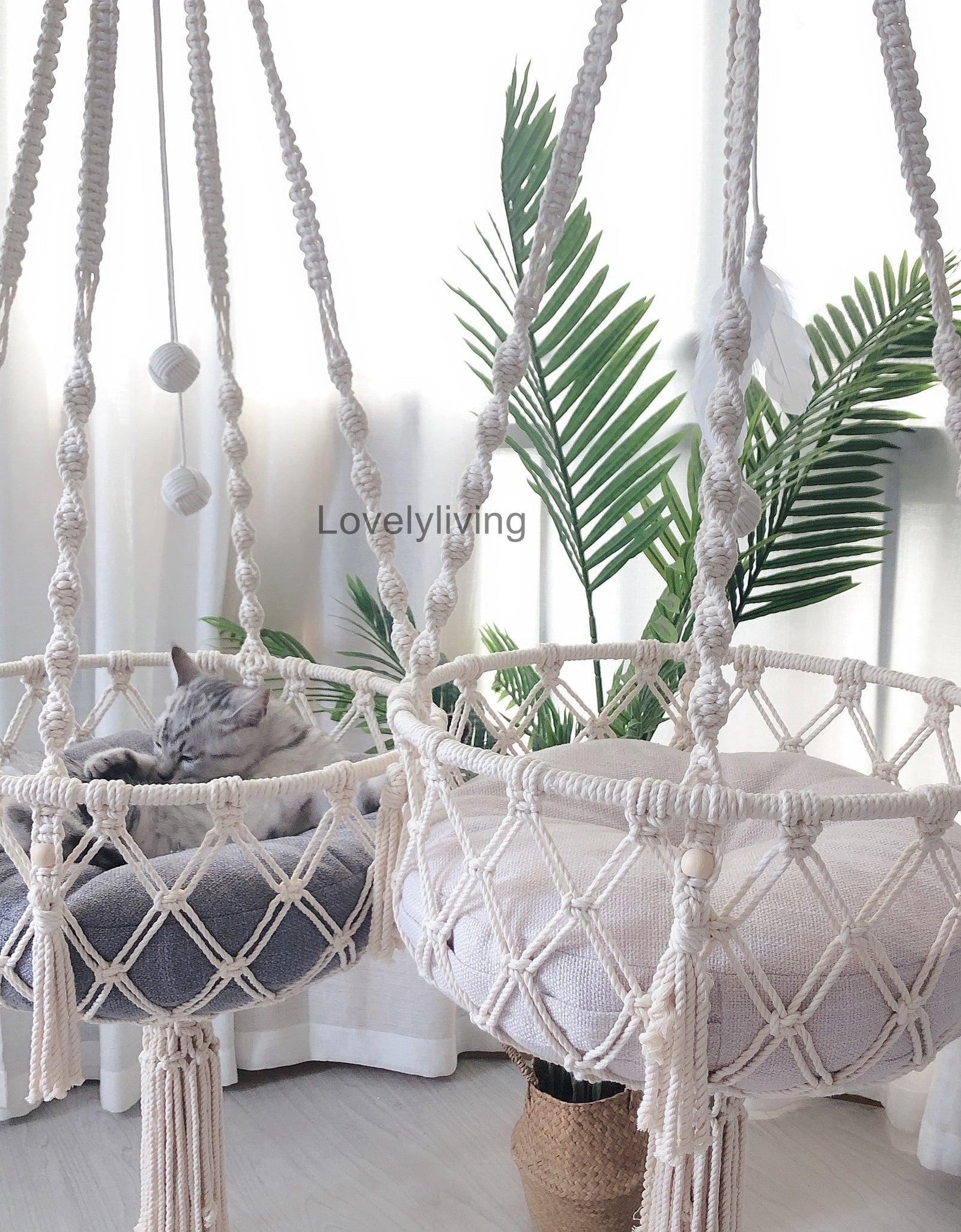 Big 40x120cm Cat Hammock Window Macramé Pet Bed
