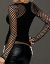 Slim Low Cut Long Sleeve Net Top