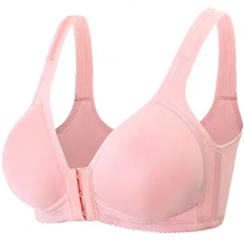 Front Closure Solid Color Wireless Bra