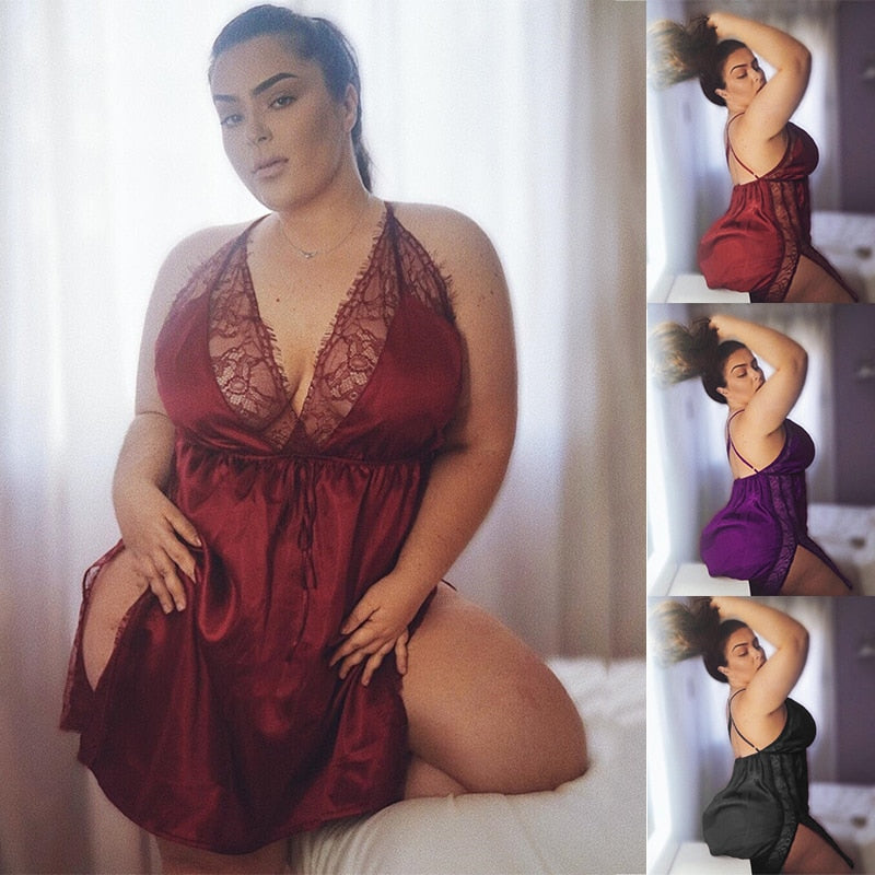 High Quality V-Neck Plus Size Sexy Lingerie Nightwear L-8XL