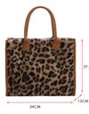 Cow & Leopard Print PU Leather Plush Top-Handle Bag