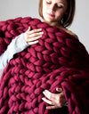 Thick knitted wool blanket