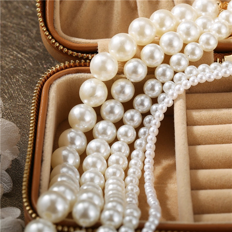 Elegant White Imitation Pearl Choker Necklace