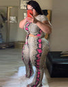 L-4XL Plus Size sexy snake print two pieces outfit