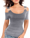 Off Shoulder Top With Metal Buckle Strap