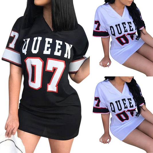 Queen Printed Long T Shirt Mini Dress