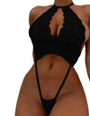 Hollow Out Halter Lace Floral Bodysuit