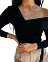 Off Shoulder Oblique Strapless Backless Long Sleeve Shirt