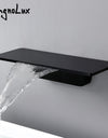 Waterfall Sink Faucet Shelf Basin Water Mixer Black Matte