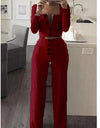 2 Piece Long Sleeve Cardigan Knitted Suit