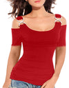 Off Shoulder Top With Metal Buckle Strap