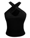 Cross Sleeveless Solid Vest Hollow Casual Vest Top