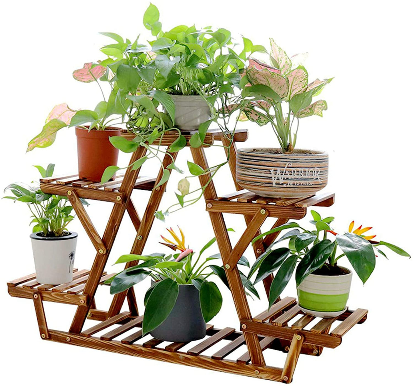 Triangle 6 -Tiered Indoor/Outdoor Wood Plant Stand