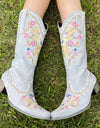 Embroidery Floral Western Cowboy Boots